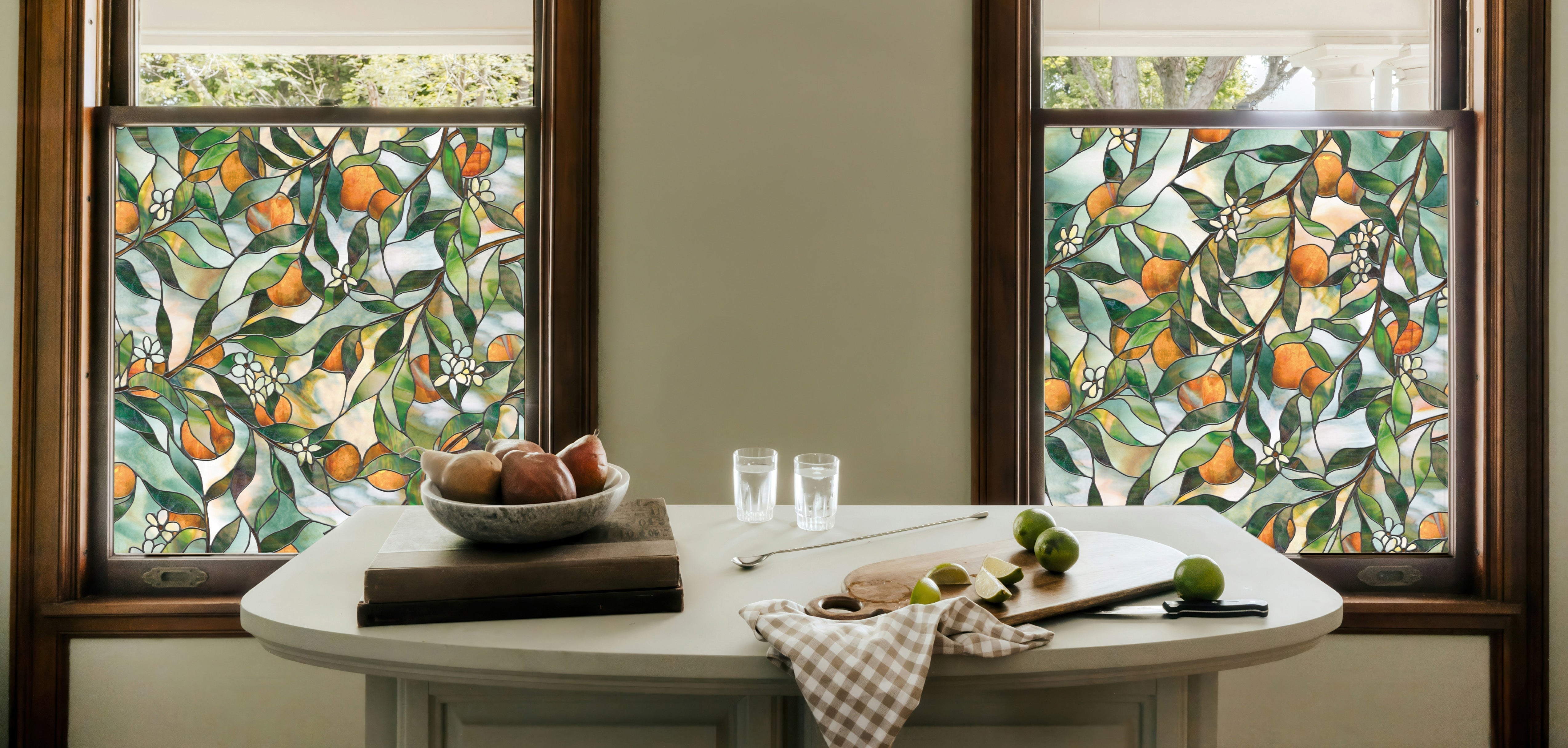 Valencia Window Film: A Stained Glass Design That Brings Light, Color, and Privacy Home