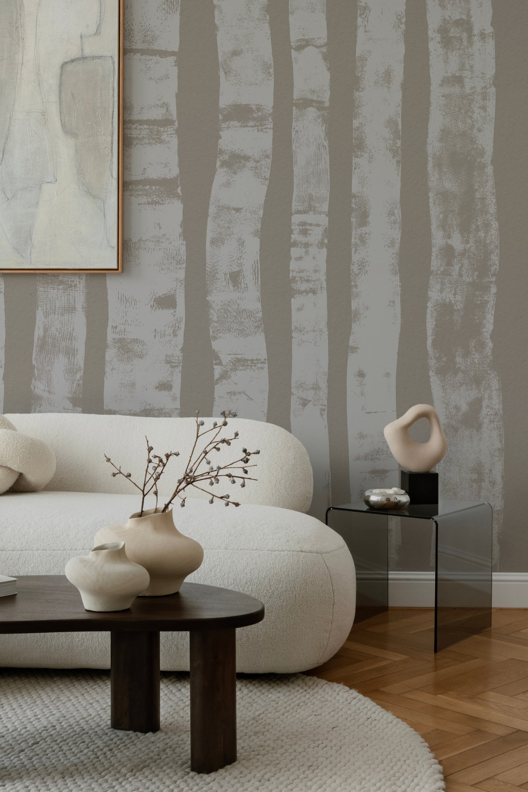 Birch Mural - White