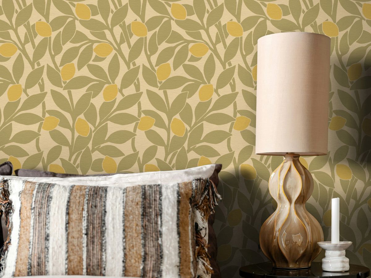Citrus Grove Olive Green - Lemons