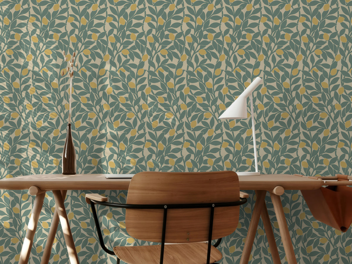 Citrus Grove Pine Green - Lemons