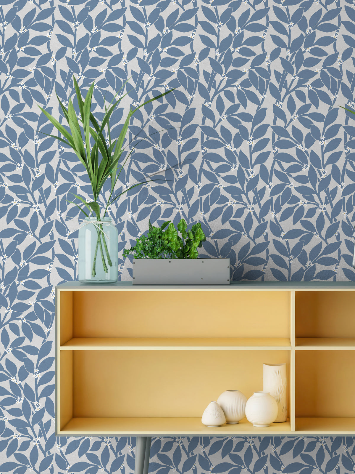 Citrus Grove Soft Navy - White flowers