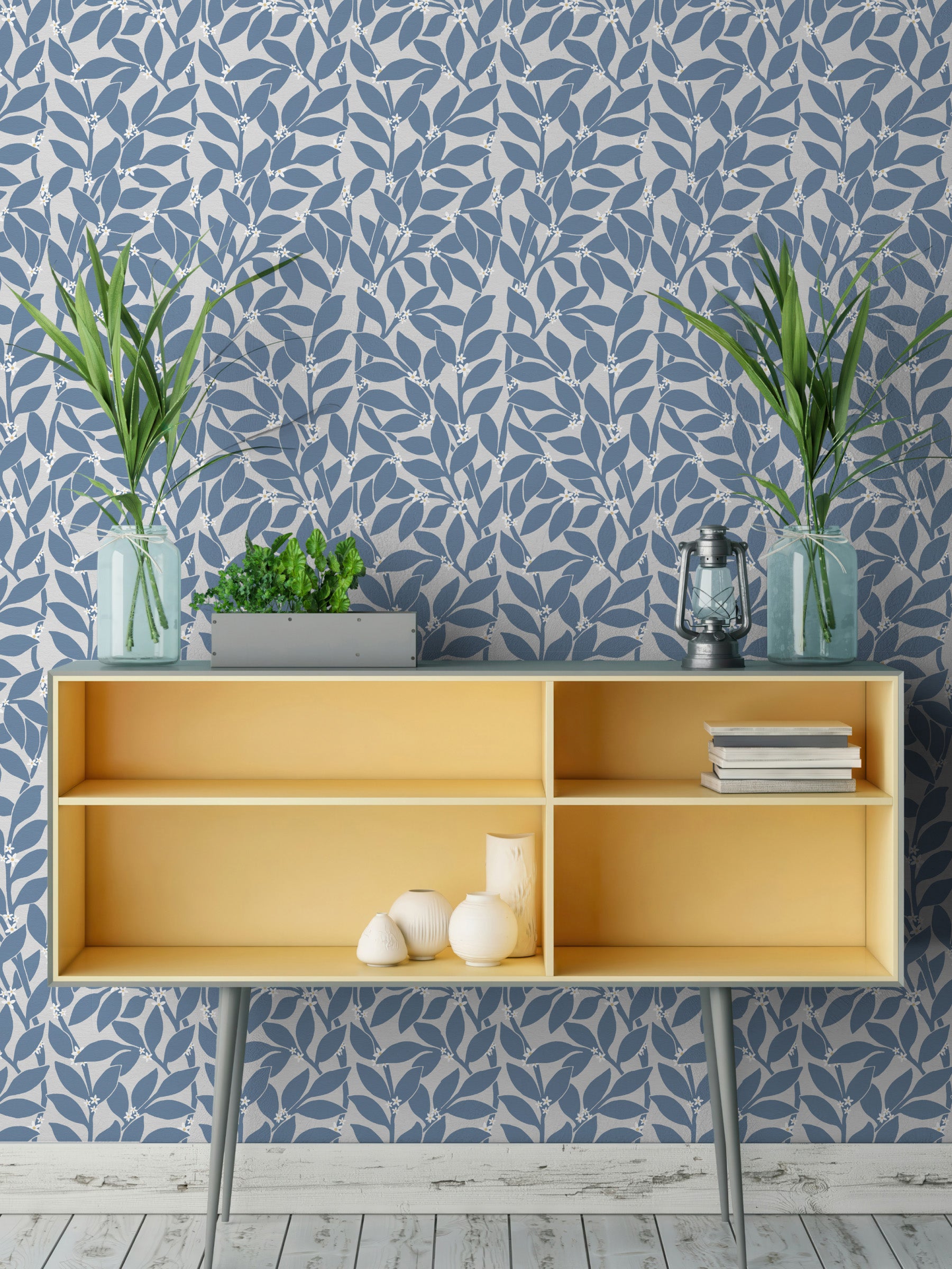 Citrus Grove Soft Navy - White flowers