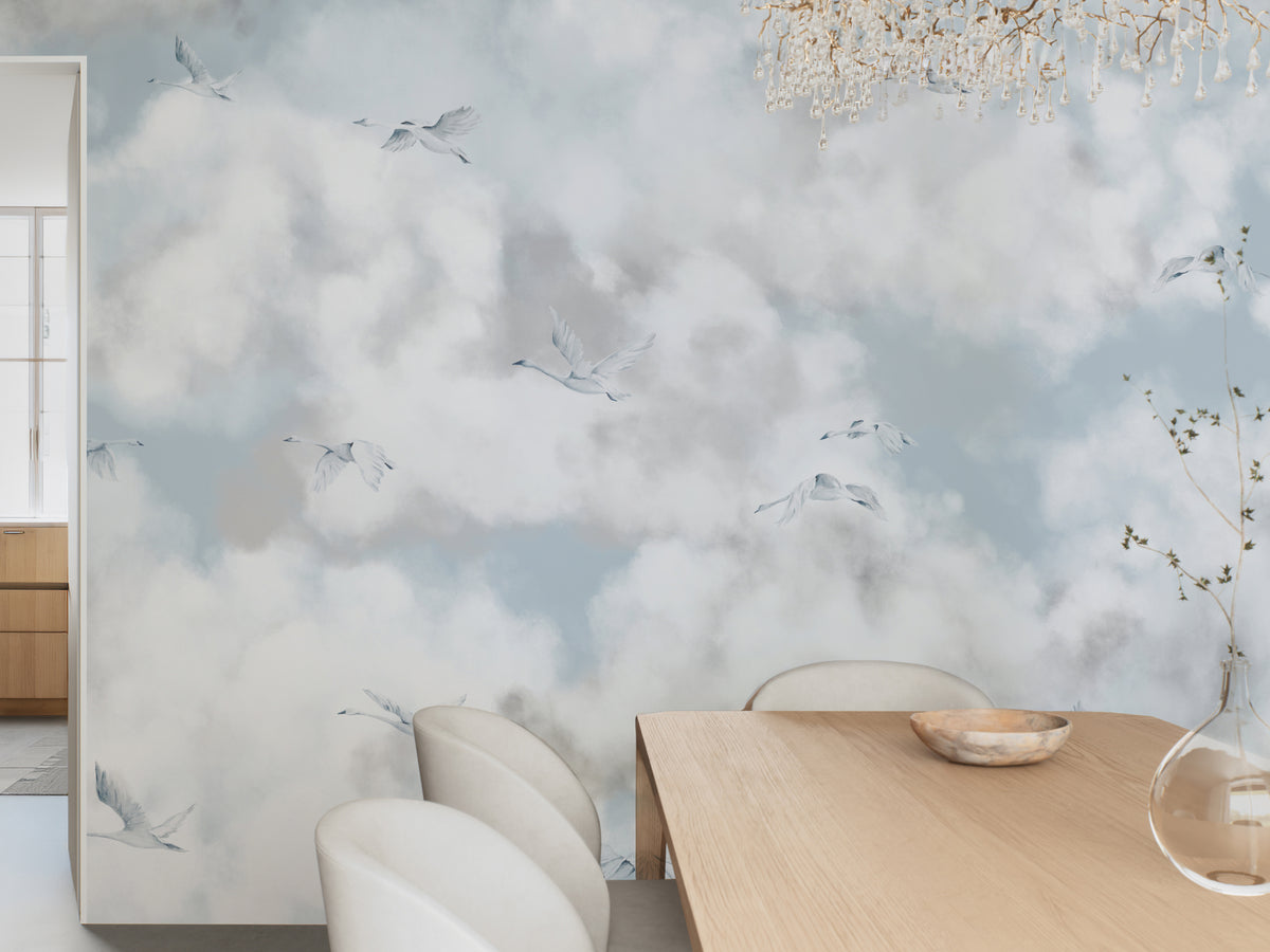 Cloud Play Blue Skies - Swans