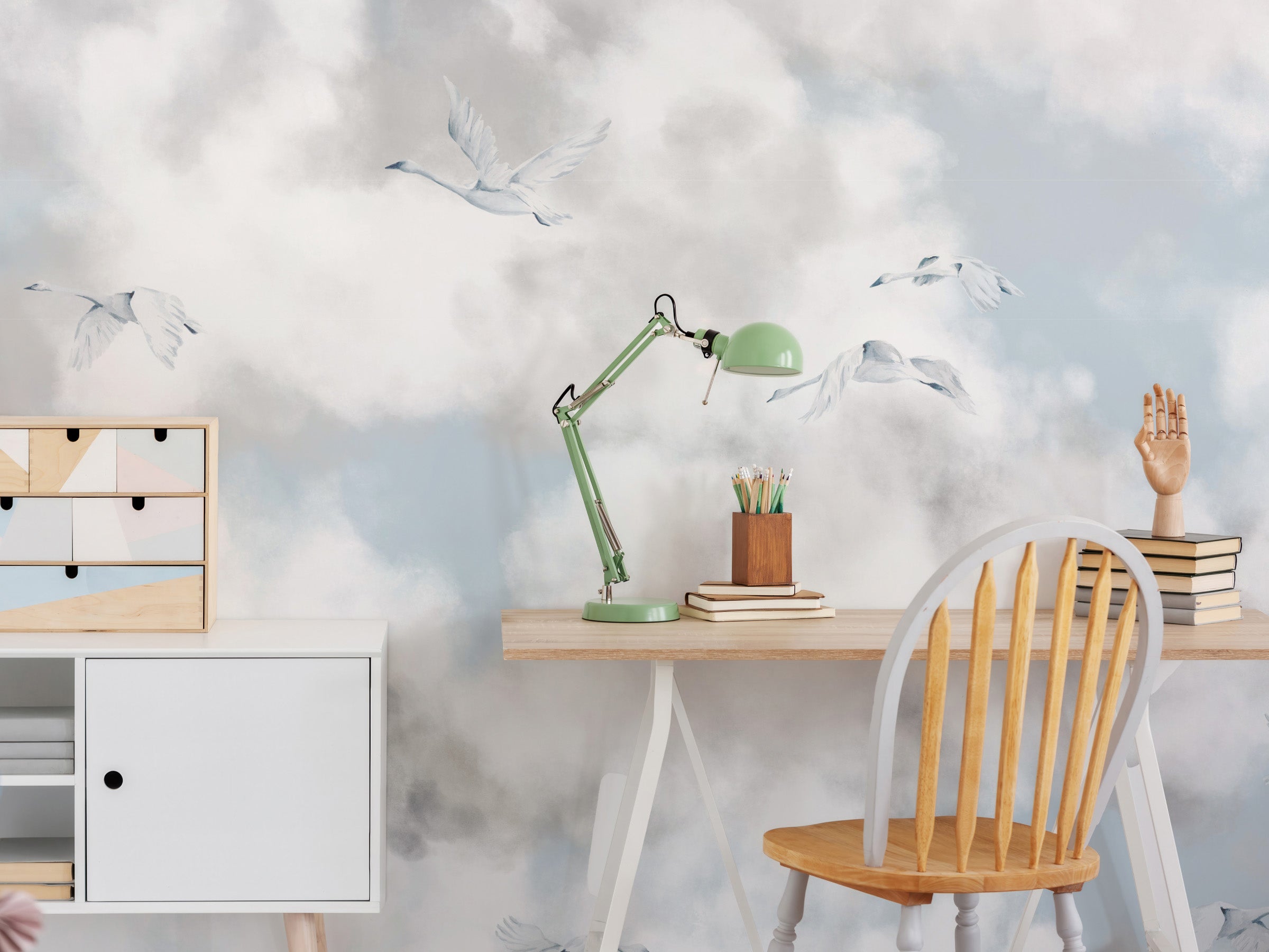 Cloud Play Blue Skies - Swans