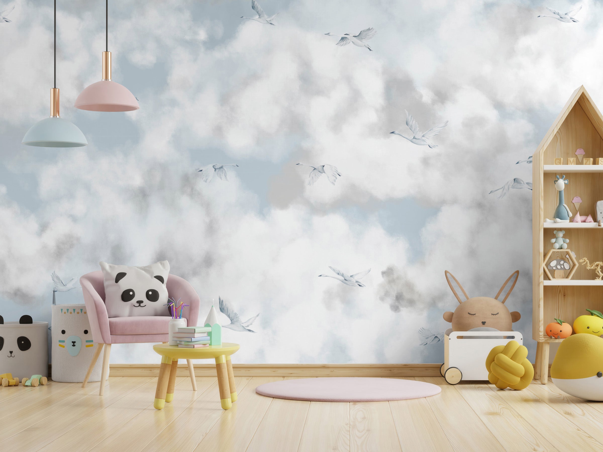 Cloud Play Blue Skies - Swans