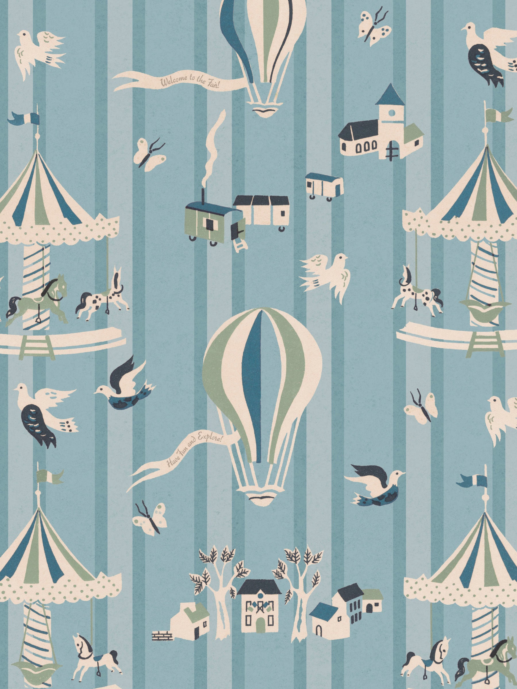 Funfair Soft Blue - Stripes