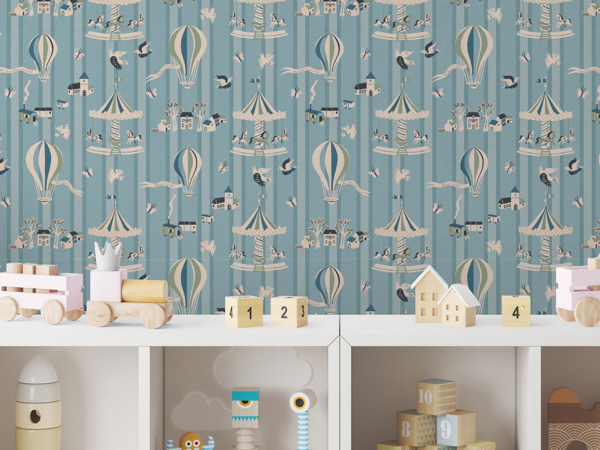 Funfair Soft Blue - Stripes
