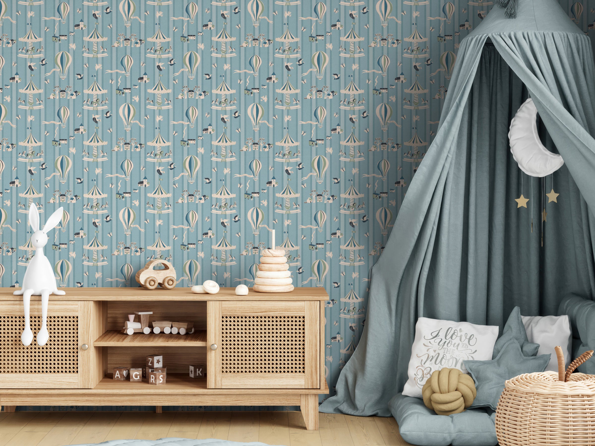 Funfair Soft Blue - Stripes