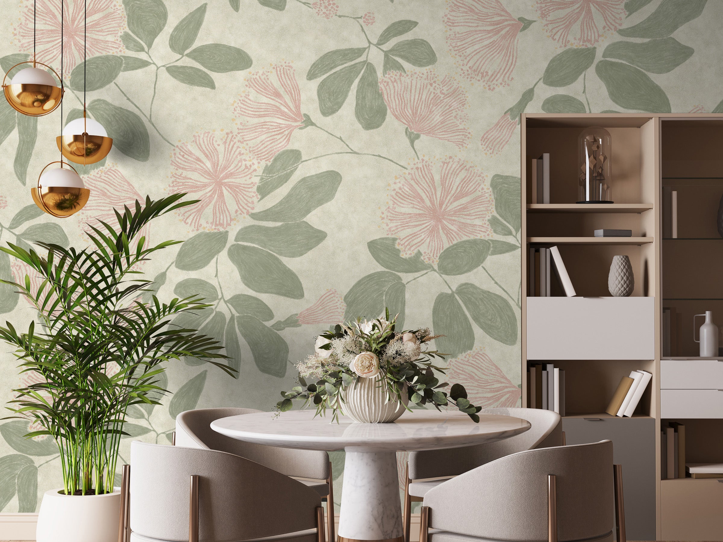 Passion Flower Mural - Whisper Blush