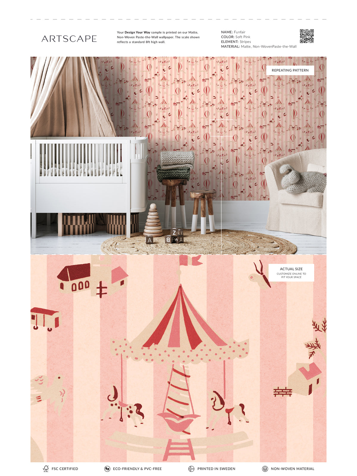Funfair Soft Pink - Stripes