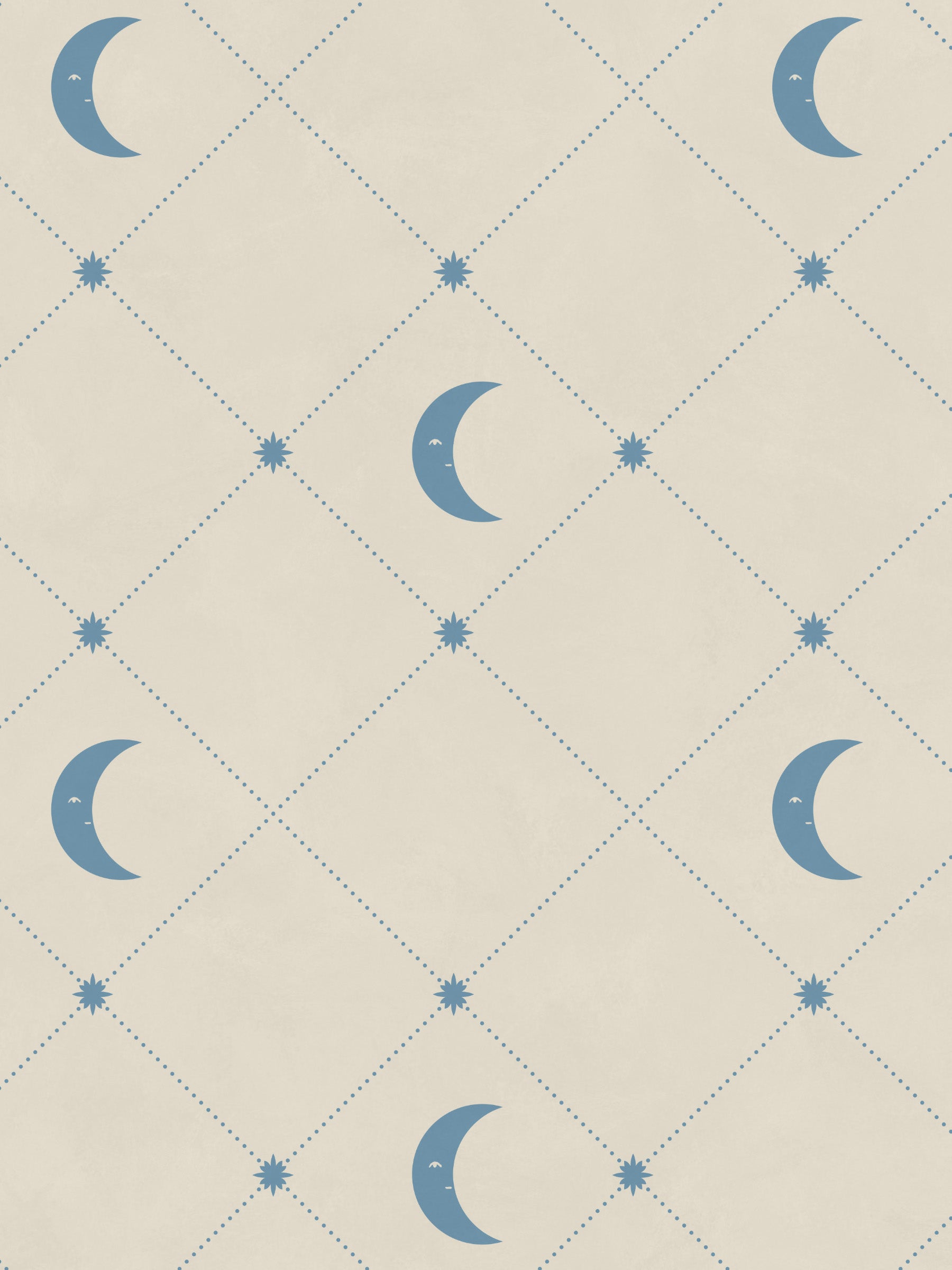 Soluna Cream Blue - Moons with Faces